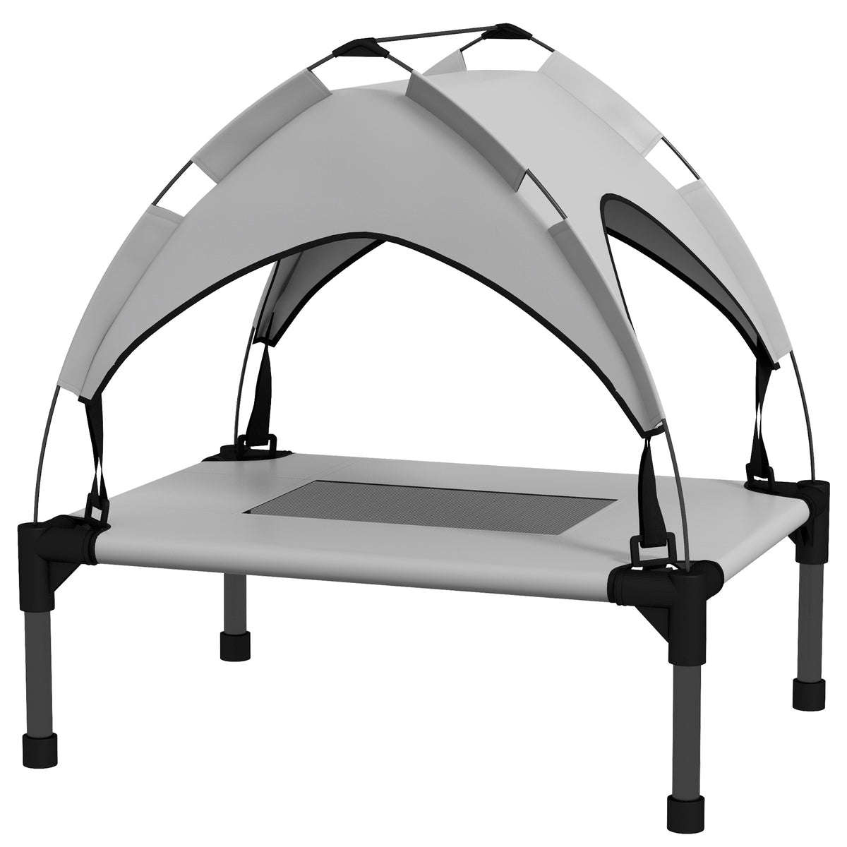 Dog bed with canopy, outdoor, portable, water-repellent, up to 30 kg, 61 x 46 x 63 cm, light gray