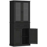 Kitchen cabinet, sideboard, acrylic front, drawers, 76 x 40 x 182.5 cm, black