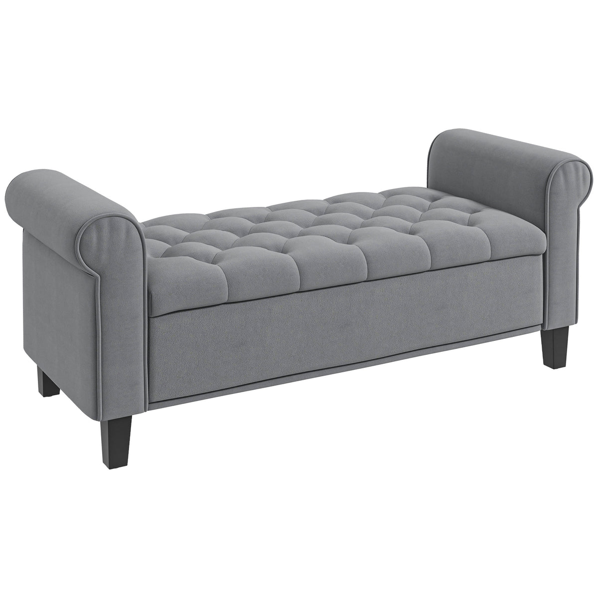 Bench, upholstered bench, bed bench, button tufting, velvet look, 126 cm x 48.5 cm x 57 cm, grey