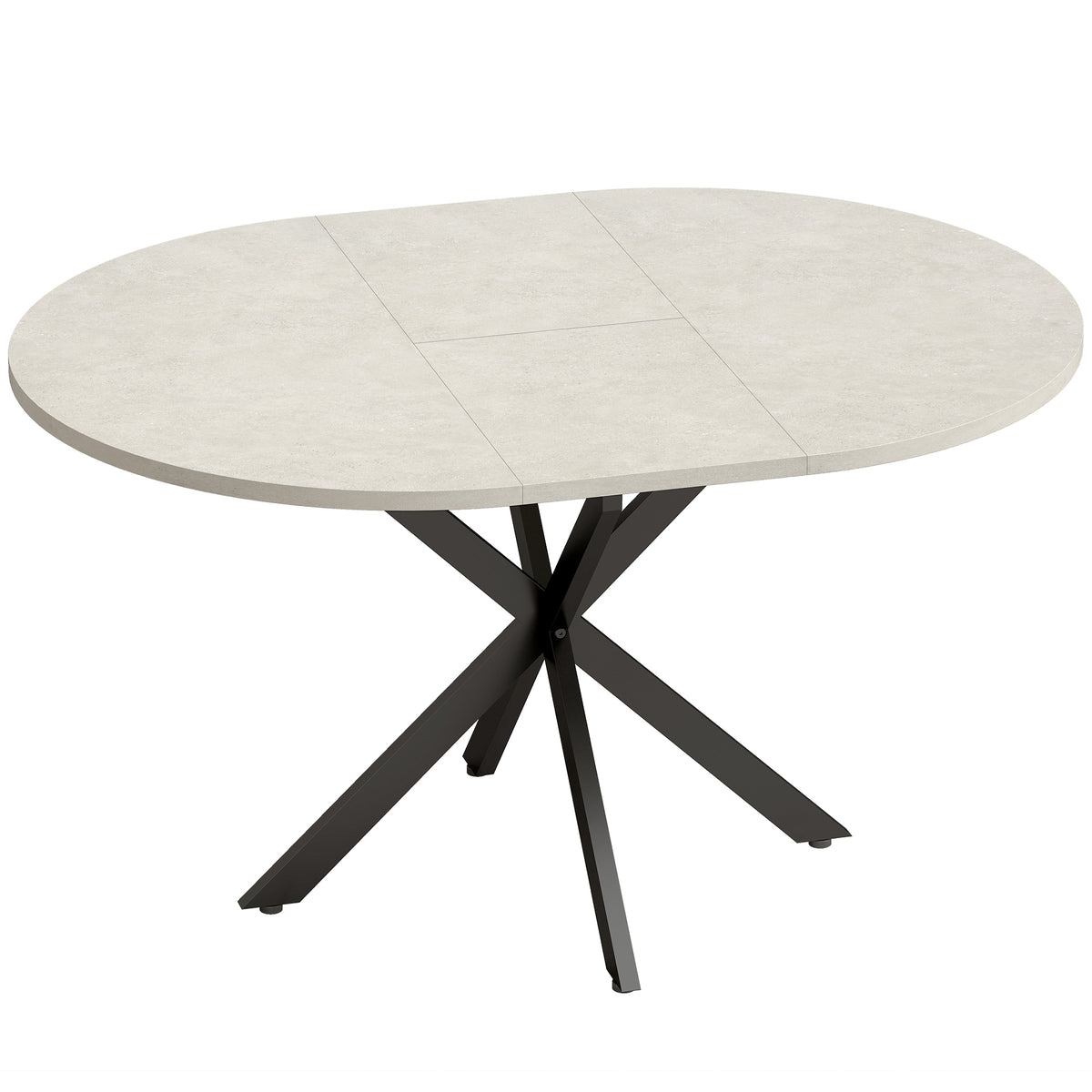 Extendable dining table for 4–6 people, industrial-style kitchen table with spider leg, gray