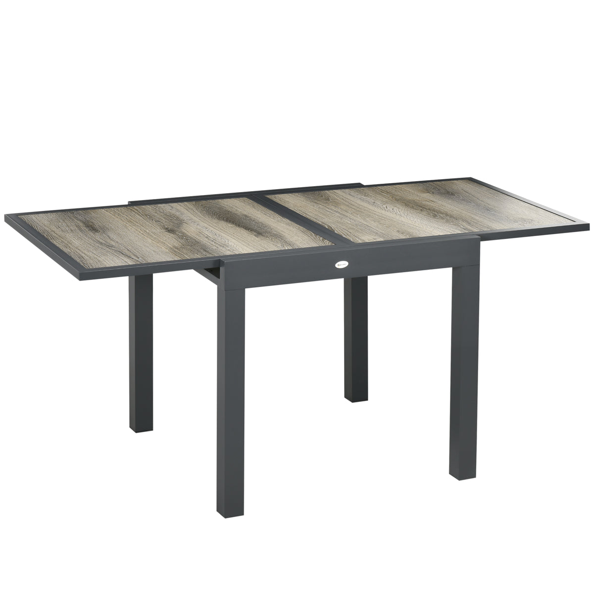 Garden table, extendable, low-maintenance, aluminum frame, wood look, 160 x 80 x 75 cm