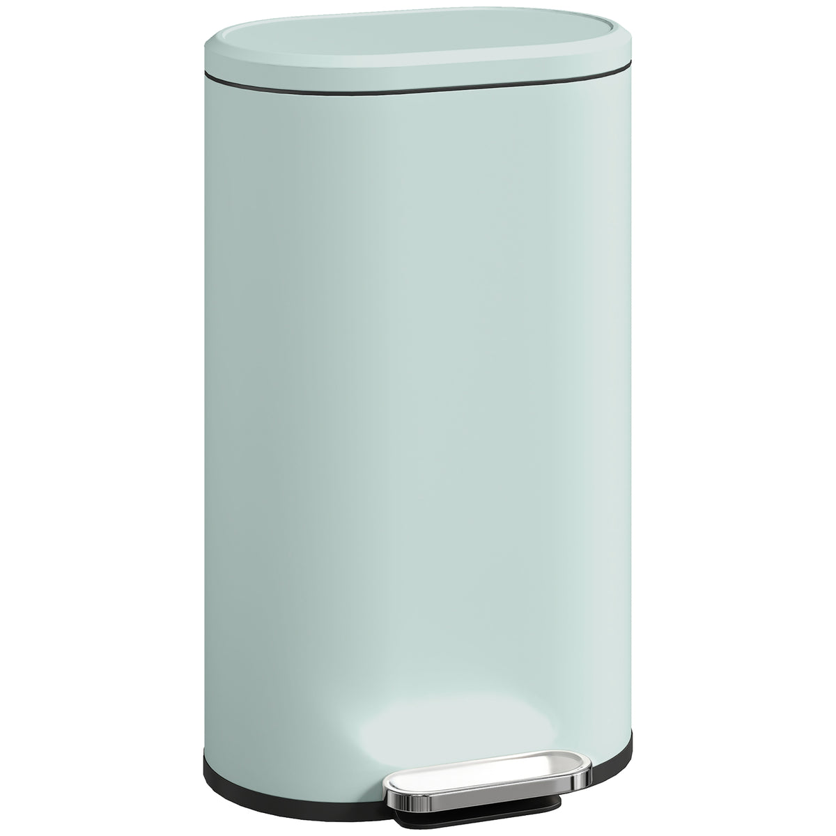 Kitchen trash can, 30 liters, step-on bin with soft-close lid, metal pedal, green, 36.5 x 31 x 61 cm