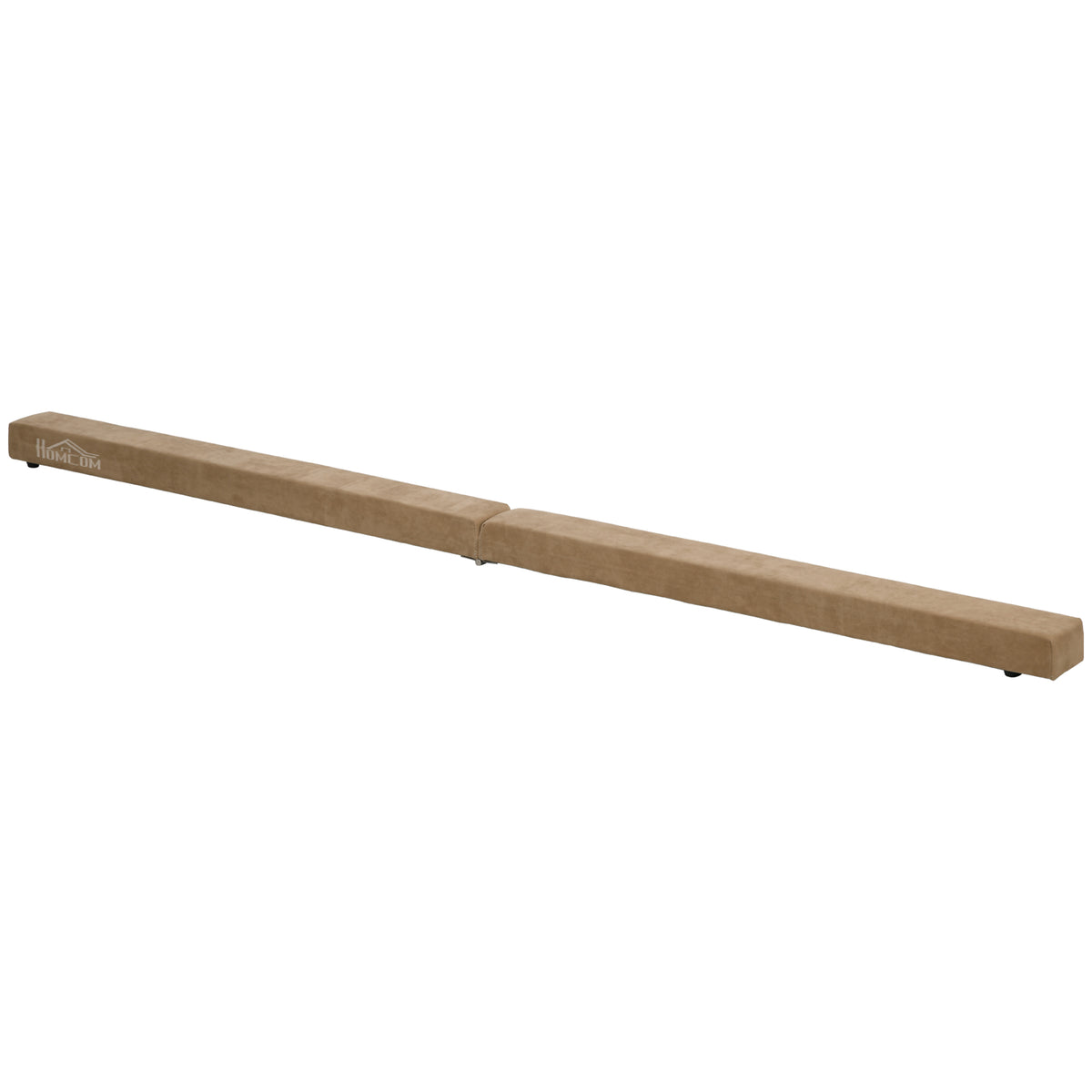Foldable balance beam, non-slip, suede cover, sturdy wood, 210 x 10 x 6.5 cm, brown