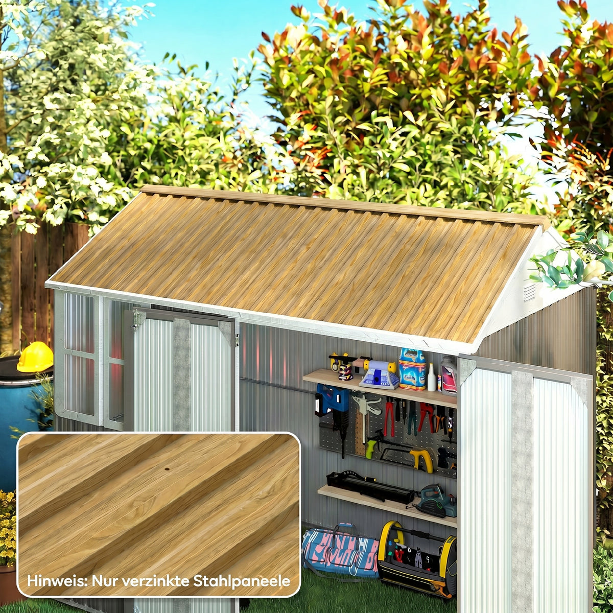 12 pieces trapezoidal sheet metal 129x45cm 7m² galvanized roof sheet 0.25 mm weatherproof profile sheet natural (2)
