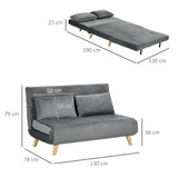 Sofa bed, relax sofa, sofa, couch, incl. 2 cushions, velvet look, 130 x 78 x 79 cm, grey (3)