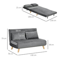 Sofa bed, relax sofa, sofa, couch, incl. 2 cushions, velvet look, 130 x 78 x 79 cm, grey (3)