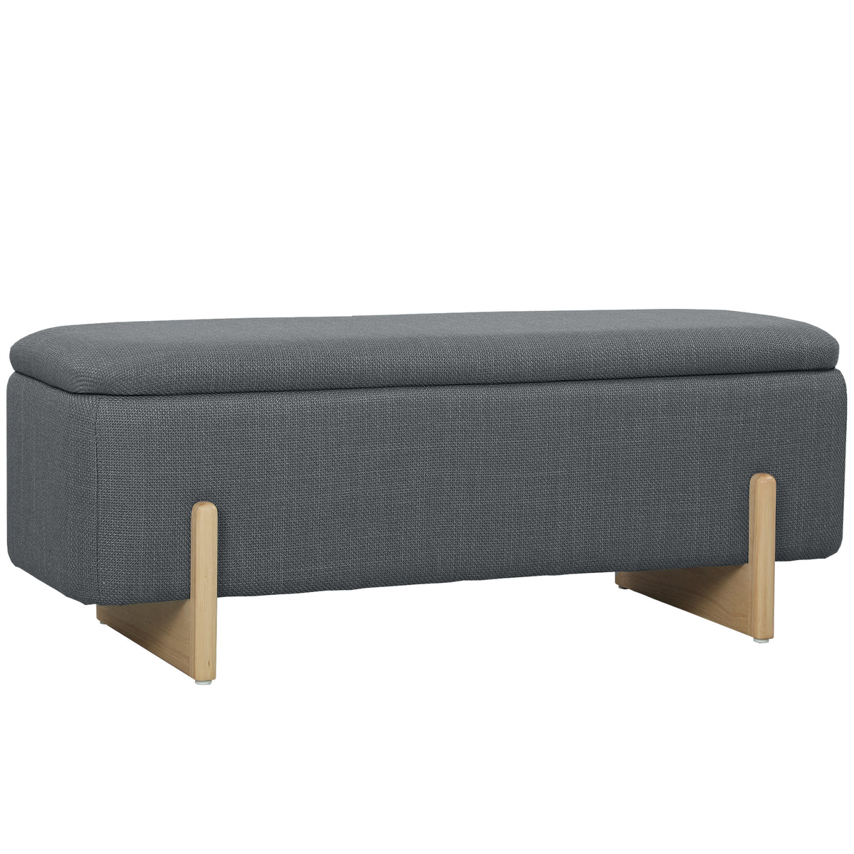 Storage ottoman, bench with foam padding, imitation linen, 111 x 44 x 44.5 cm, dark grey