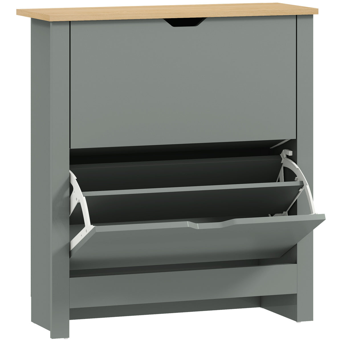Shoe cabinet with 2 tilt-out compartments, adjustable divider for 8-12 pairs of shoes, 72 x 26 x 80 cm, light