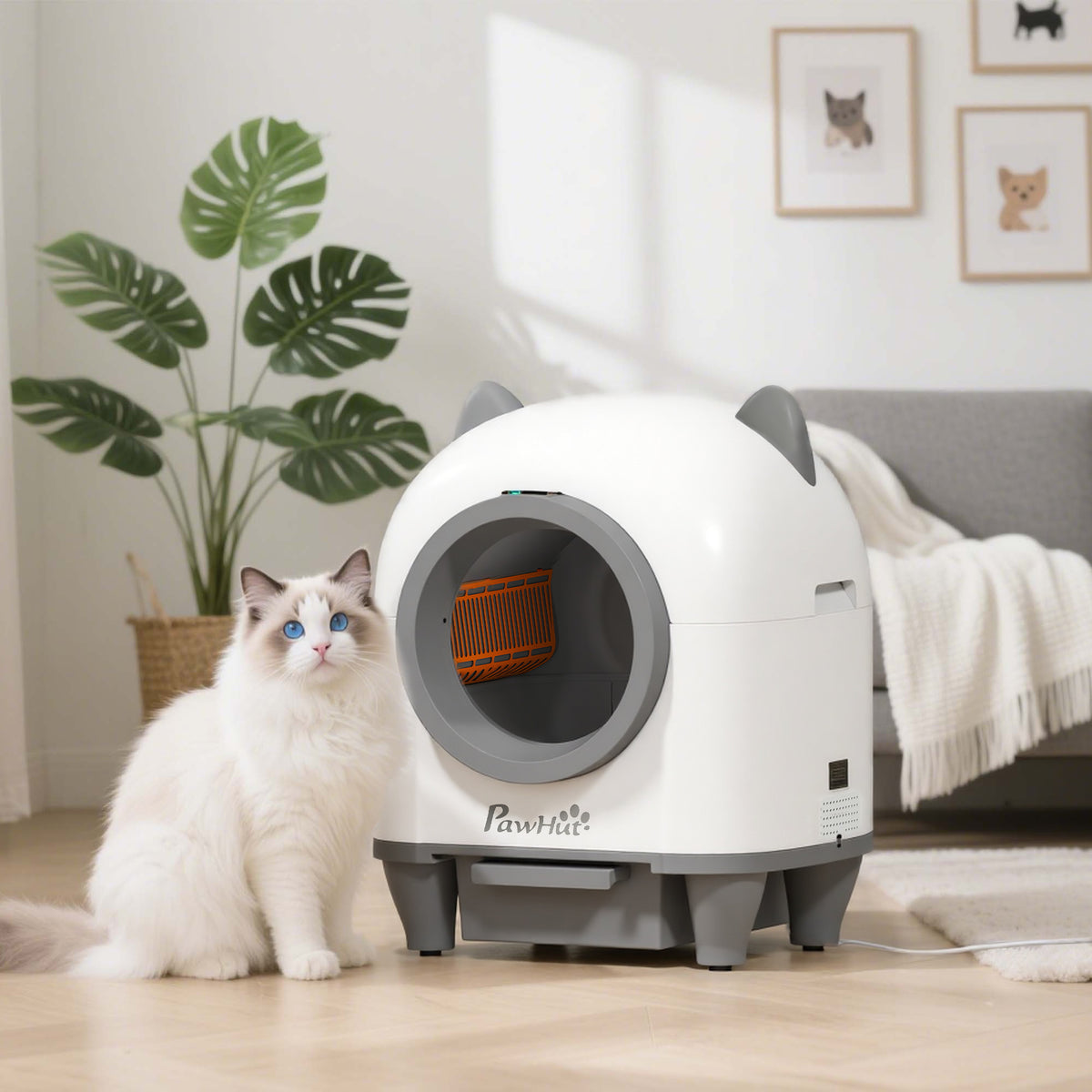 Self-cleaning litter box with app control, 80 L odor elimination for multiple cats (2)