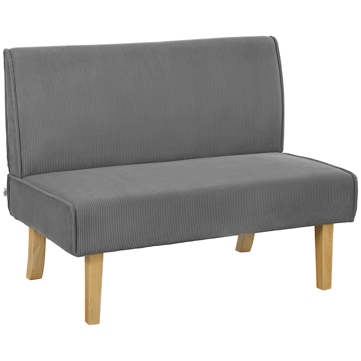 Two-seater sofa with corduroy upholstery, thick padding, and solid wooden legs for living room, bedroom, office