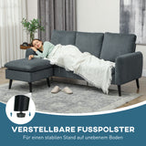 Corner sofa, 3-seater sofa with ottoman, fabric upholstery, L-shaped couch set, dark gray (9)