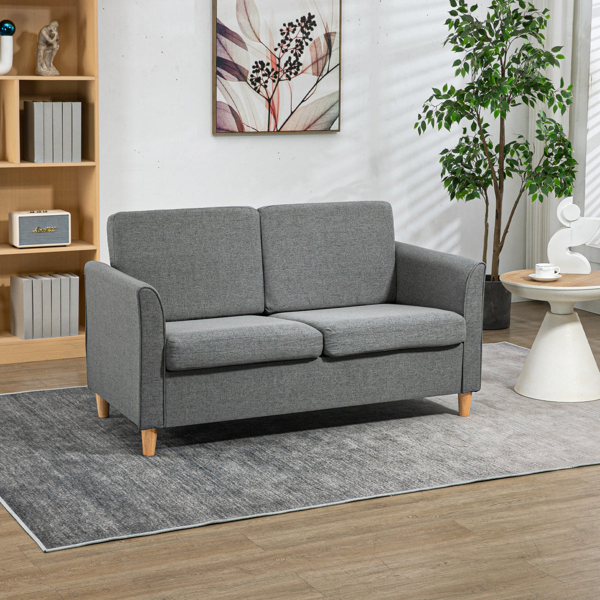 2-Seater Sofa, couch with wooden legs, linen look, upholstered sofa, modern style double sofa for living room (2)