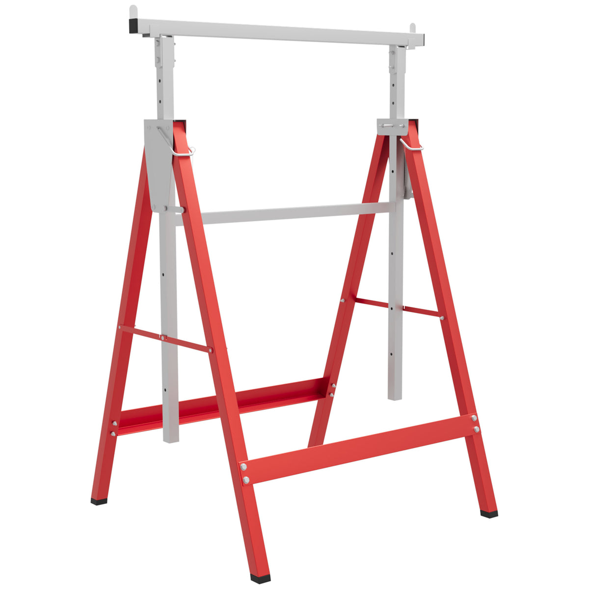 2 x Scaffolding trestle, support stand, steel, red