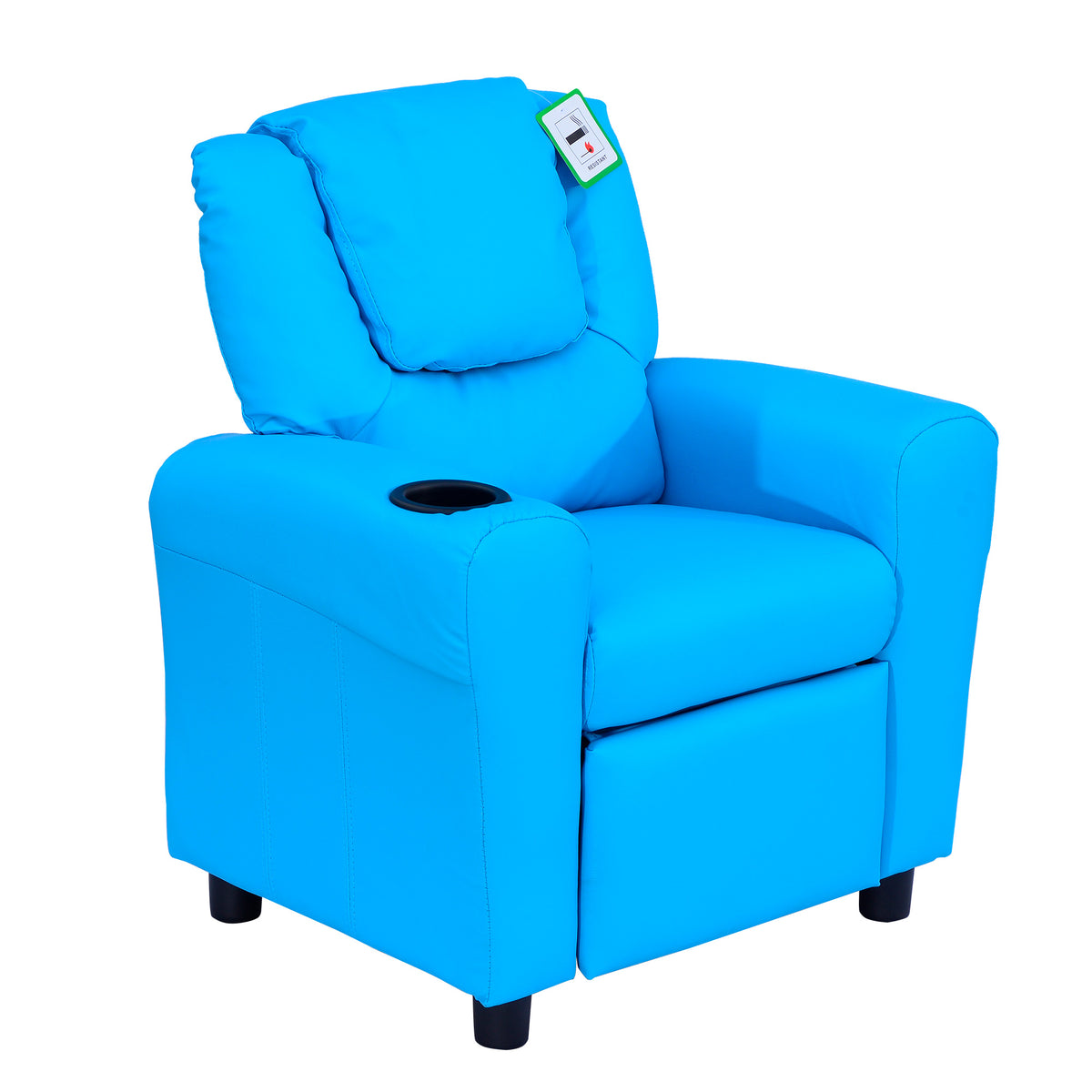 Children's armchair with reclining backrest 62 x 52 x 69cm solid wood frame blue