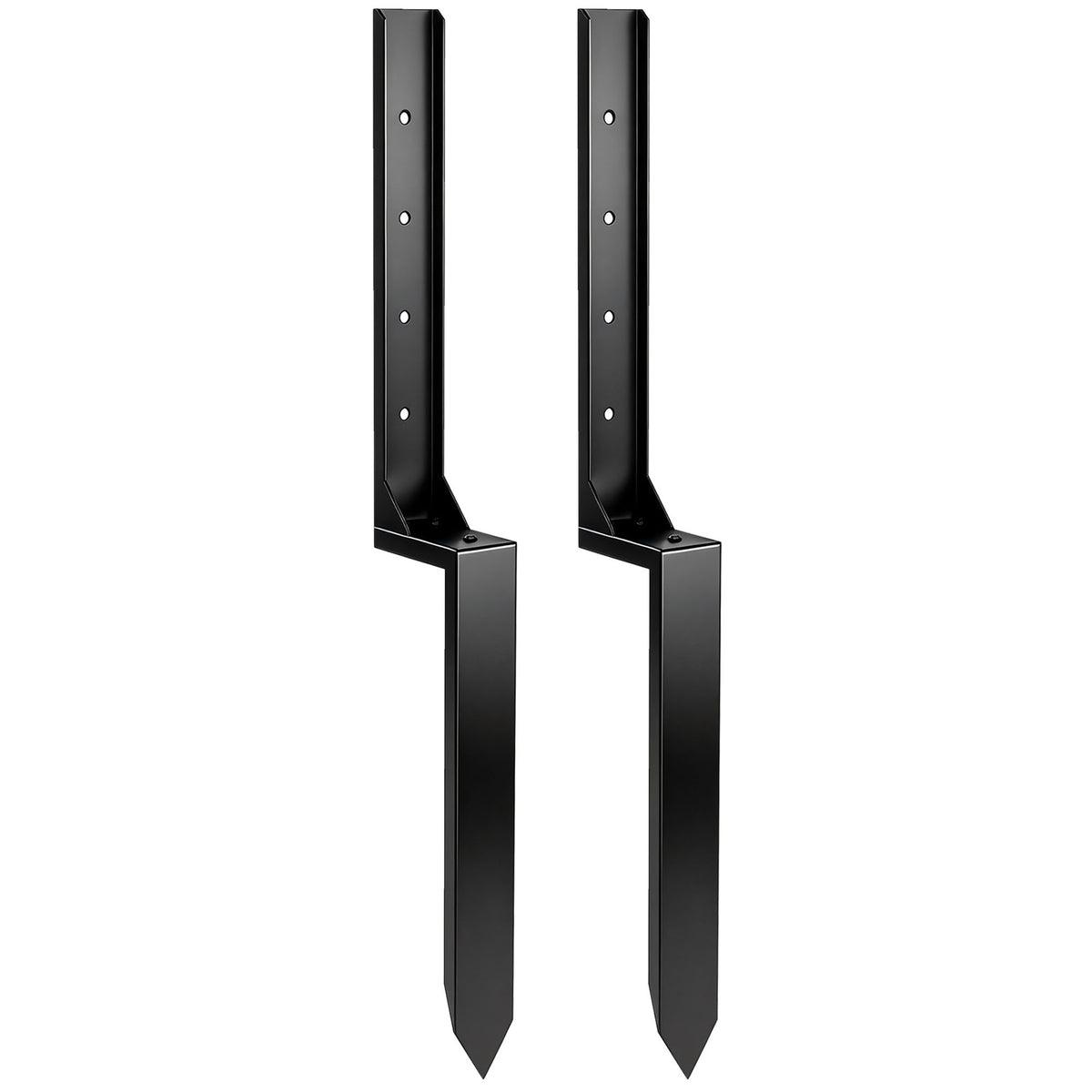 Fence post repair kit, set of 2 support stakes for fence posts with nails, drill bit, 81 x 5.5 x 12 cm, black