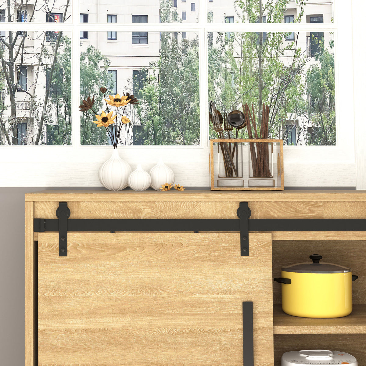200 cm complete sliding door set, sliding door hardware with floor guide, sliding door rail, rollers, sliding (8)