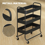 Kitchen trolley, 3 baskets, 4 castors, metal, black (6)