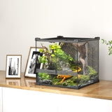 Glass terrarium for reptiles, raised & waterproof base, button lock (2)