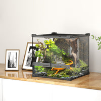 Glass terrarium for reptiles, raised & waterproof base, button lock (2)