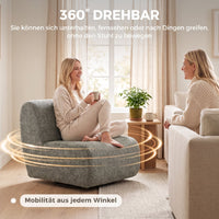 Armchair Swivel lounge chair with chenille look, wide seat, for living room, bedroom, grey (6)