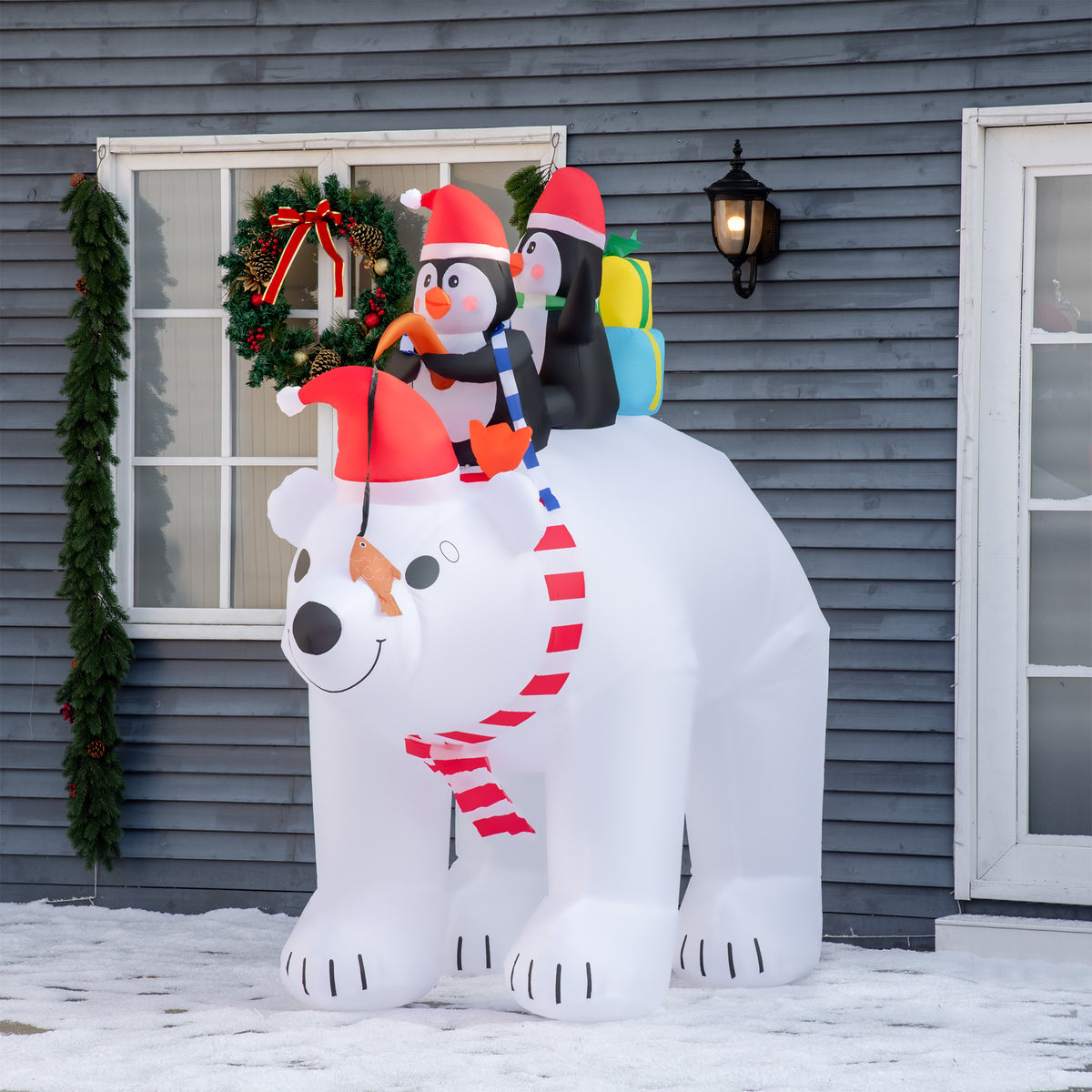 Inflatable Christmas decoration, inflatable Christmas figures, self-inflating incl. blower, 2 m, multicolor