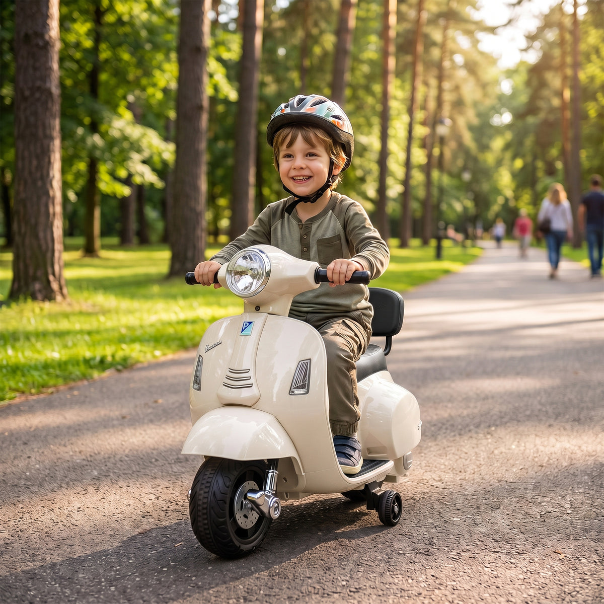 Electric Motorcycle for Kids Mini Vespa GTS 6V Electric Motorbike with Lithium Battery Ergonomic Seat Backrest (2)