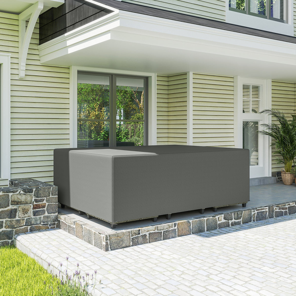 Protective Cover for Garden Furniture Winterproof Waterproof Tarpaulin Oxford 275 x 205 x 90 cm Dark Gray (2)
