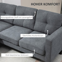 L-shaped corner sofa, reversible chaise longue, upholstered sofa, dark grey (4)