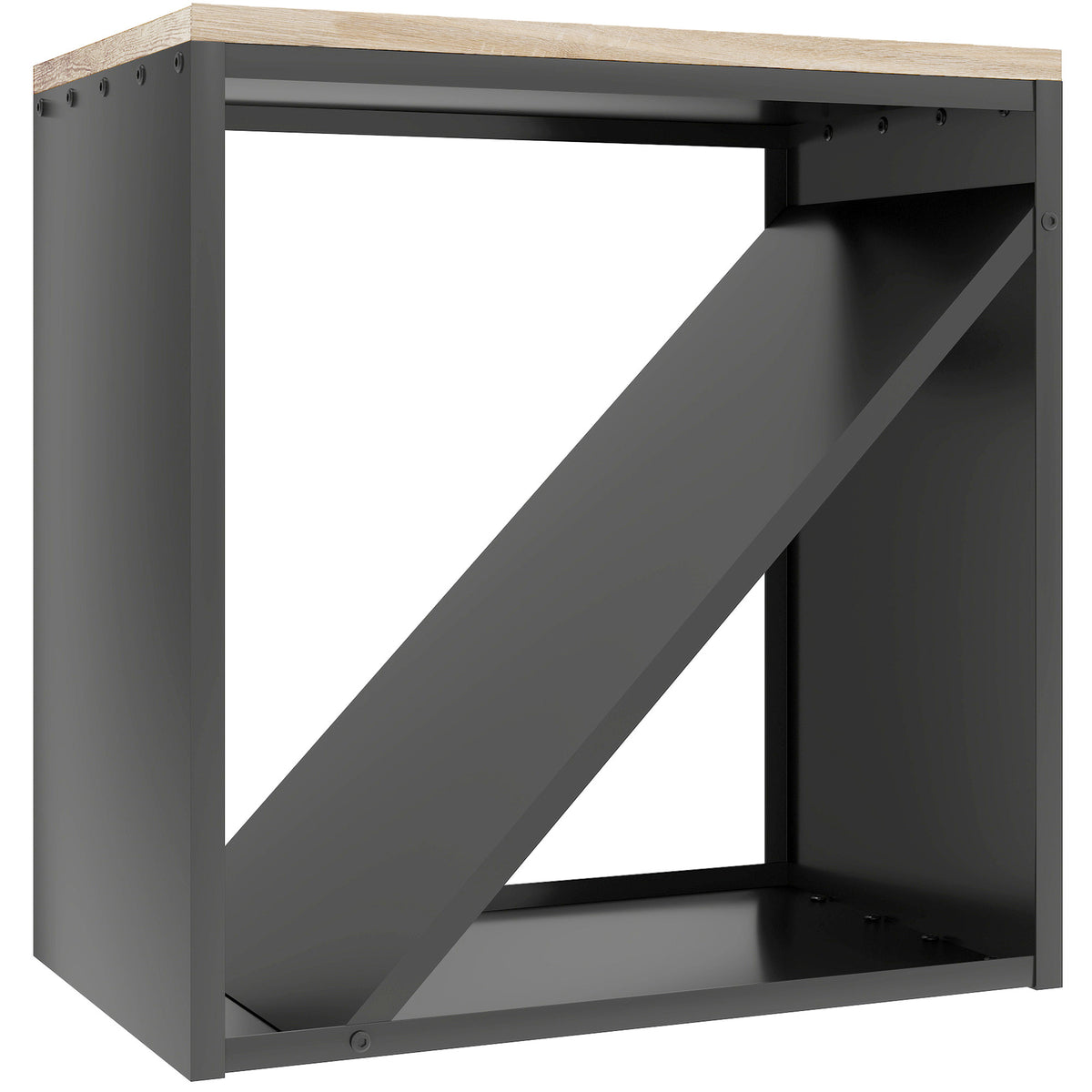 2-in-1 indoor firewood rack 58 x 36 x 60cm raised log storage with divider metal black