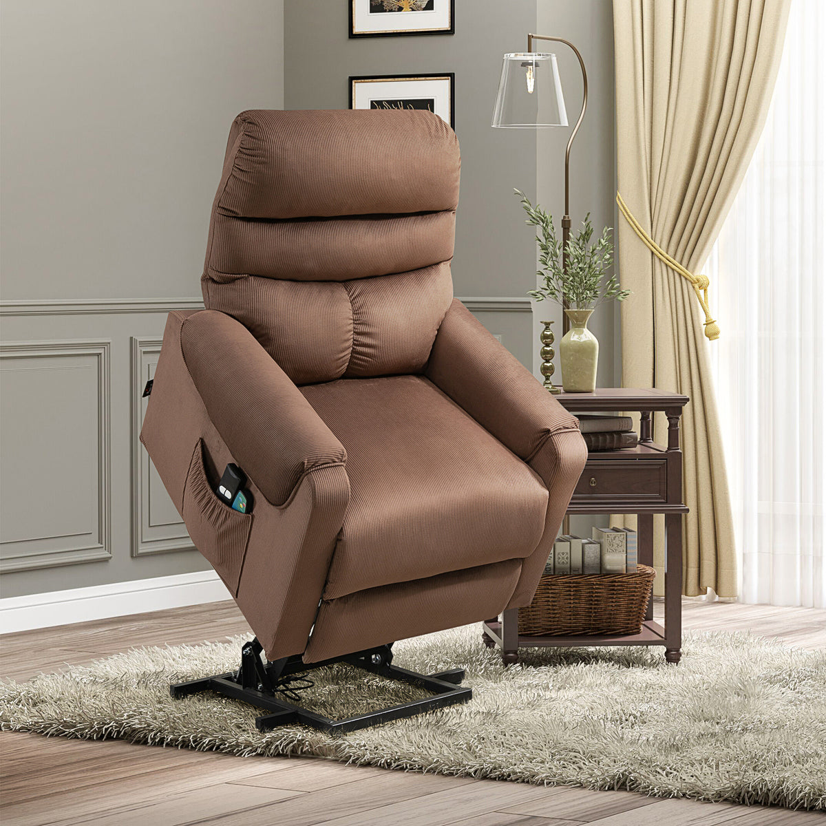 Electric power lift recliner, massage chair with reclining and heating functions, relax chair with remote (2)