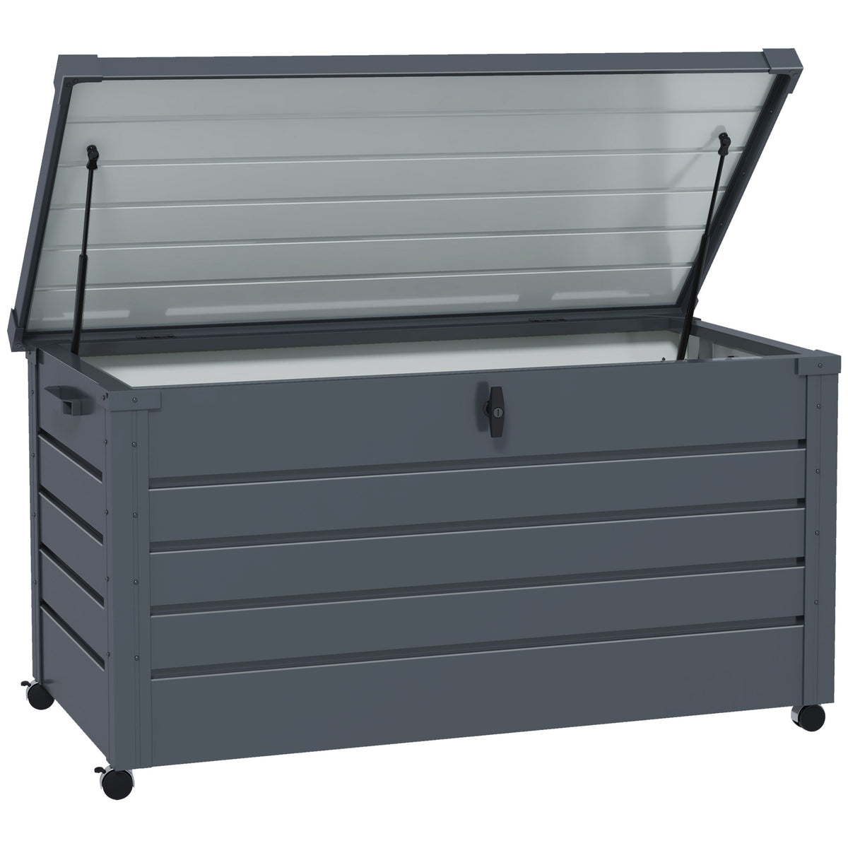 Outdoor storage box, garden box, cushion box, weather-resistant, 4 wheels, 100 x 62 x 65 cm, dark grey