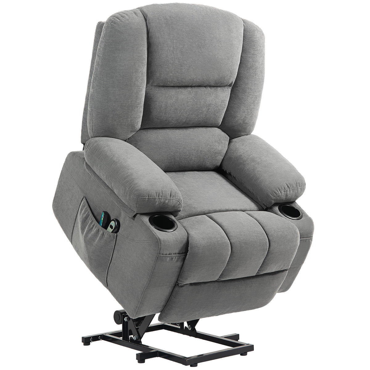 Electric recliner with lift assist, massage chair with heating functions, 2 remote controls, soft foam