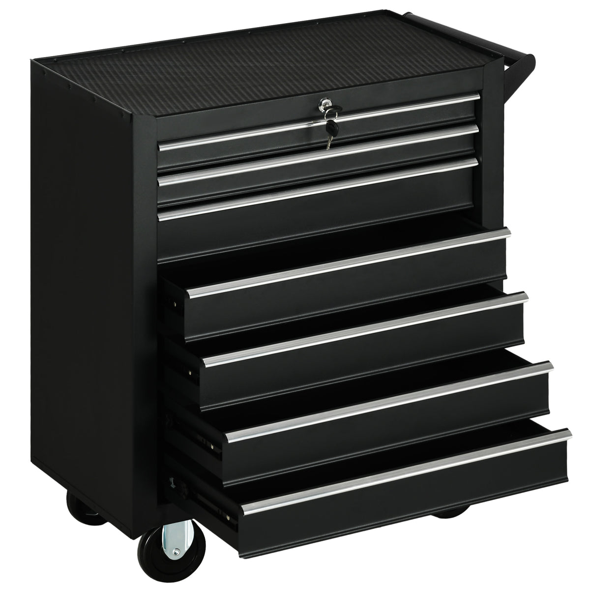 Tool trolley, 2 small & 5 large drawers, steel, up to 150 kg, 69 x 33 x 75 cm, red