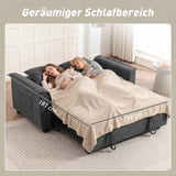Futon sofa bed, adjustable backrest, 2-seater with 2 cushions, dark grey (7)