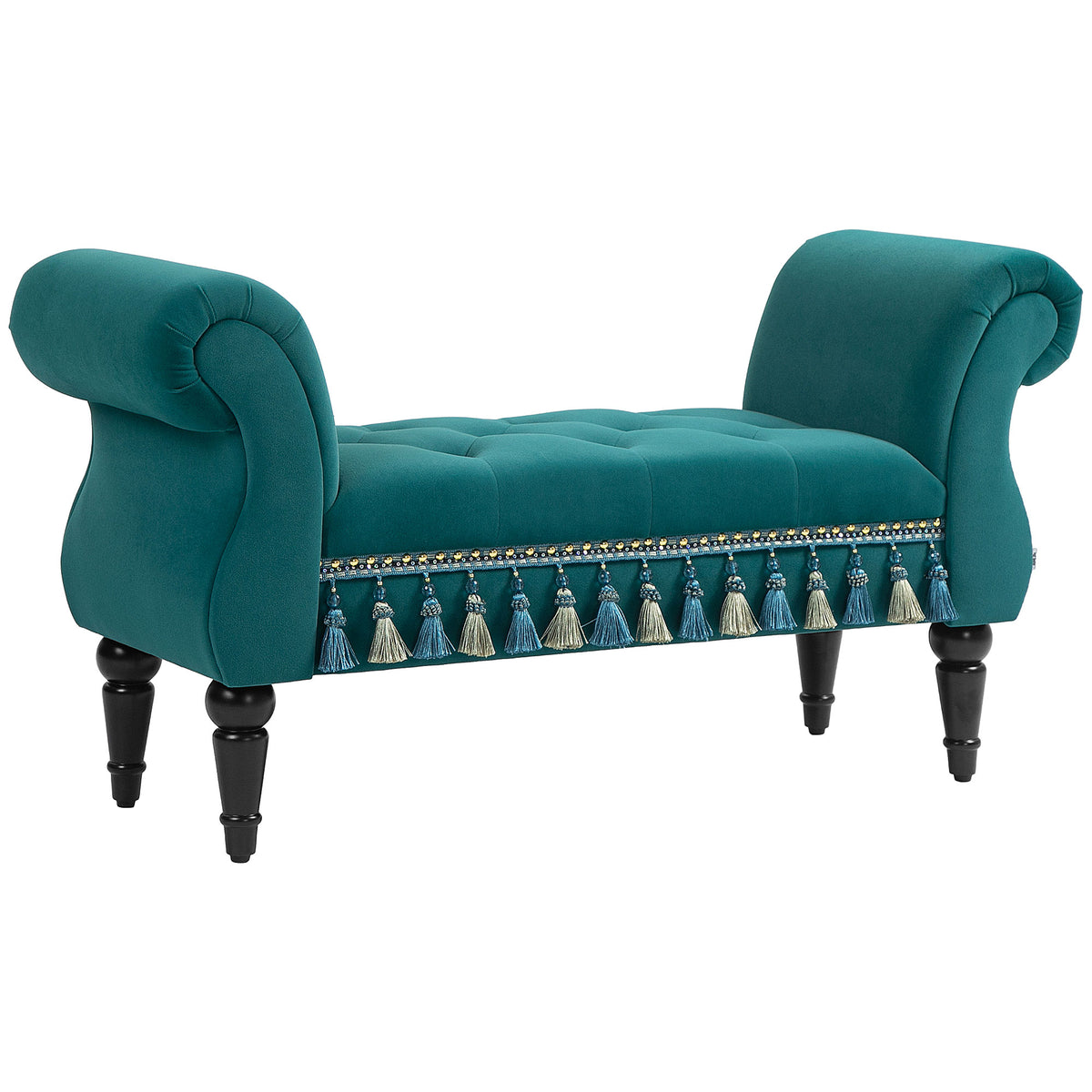 Upholstered bench, bench seat, vintage design, up to 150 kg, 117x40x58 cm, green