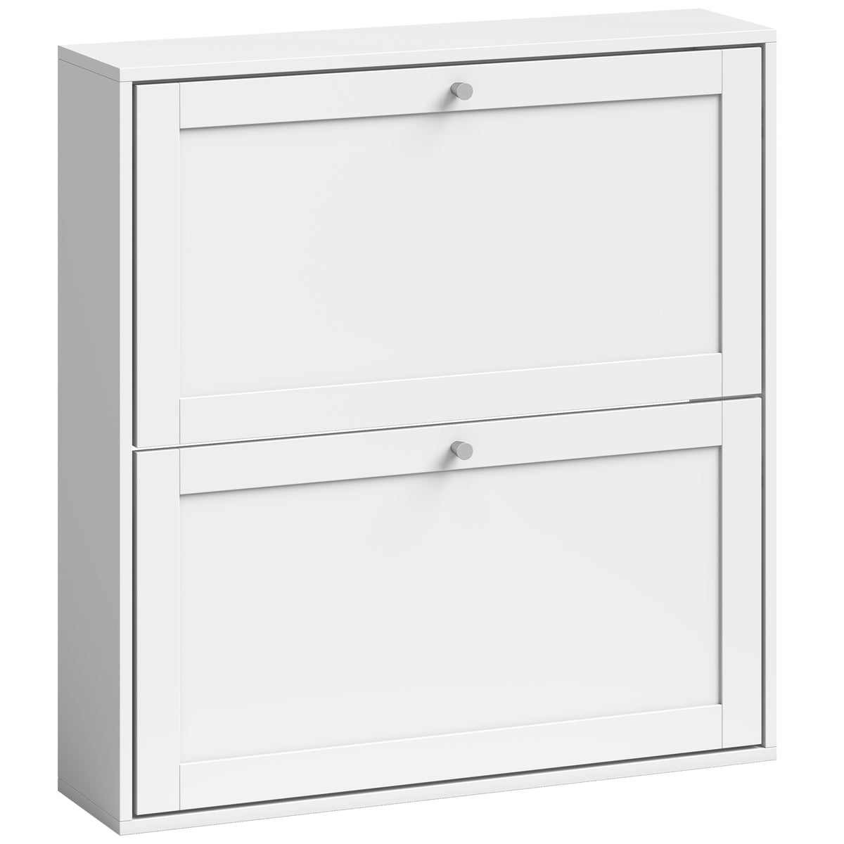 Shoe cabinet with 2 tilt-out compartments, adjustable shelves, for up to 8 pairs of shoes, white
