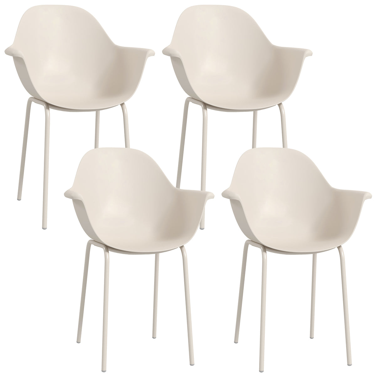 Set of 4 garden chairs, outdoor chairs, garden chair, modern design, 59 cm x 55 cm x 84 cm, grey