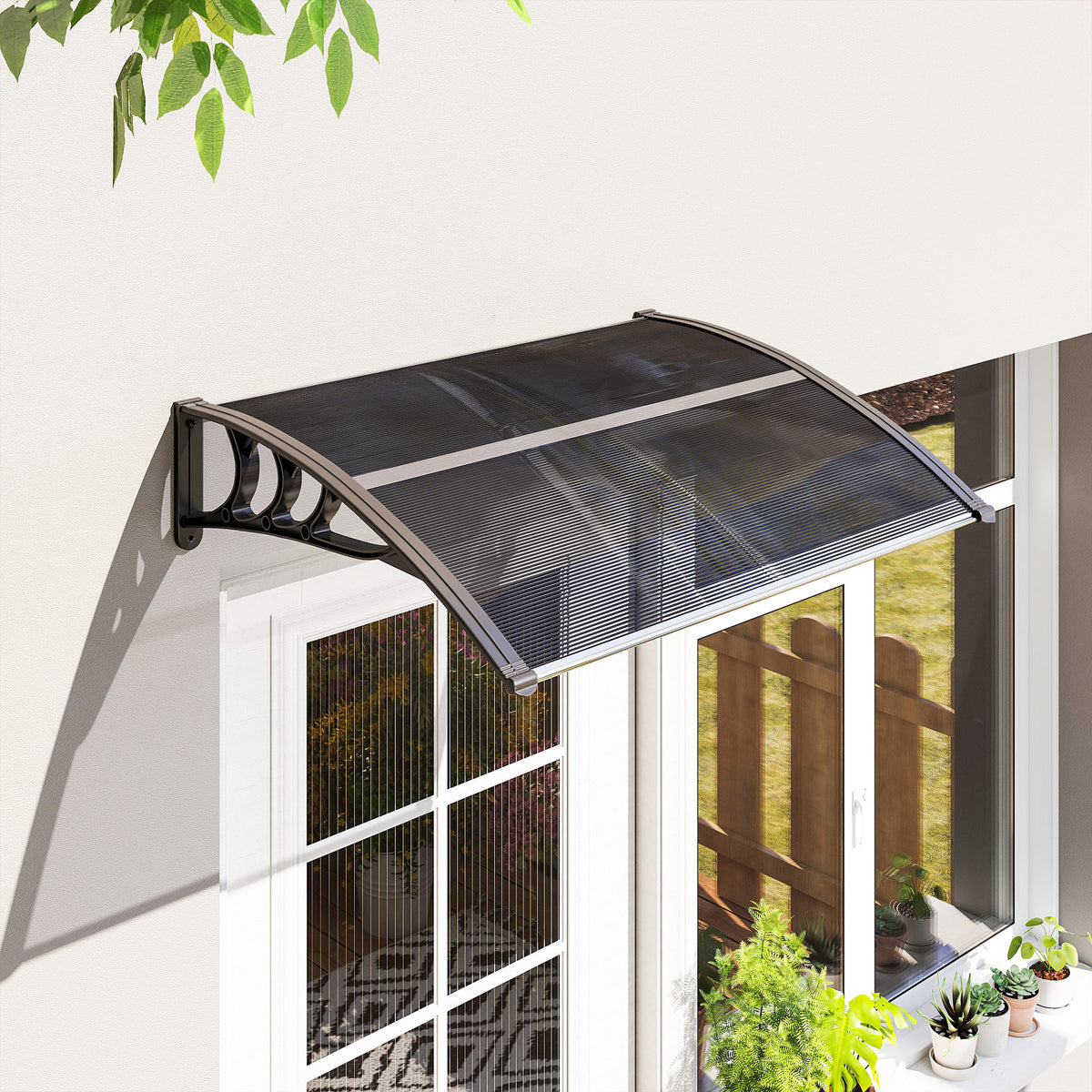 Canopy, front door canopy, roofing for entrances and windows, 100L x 75W x 23H cm, black (2)