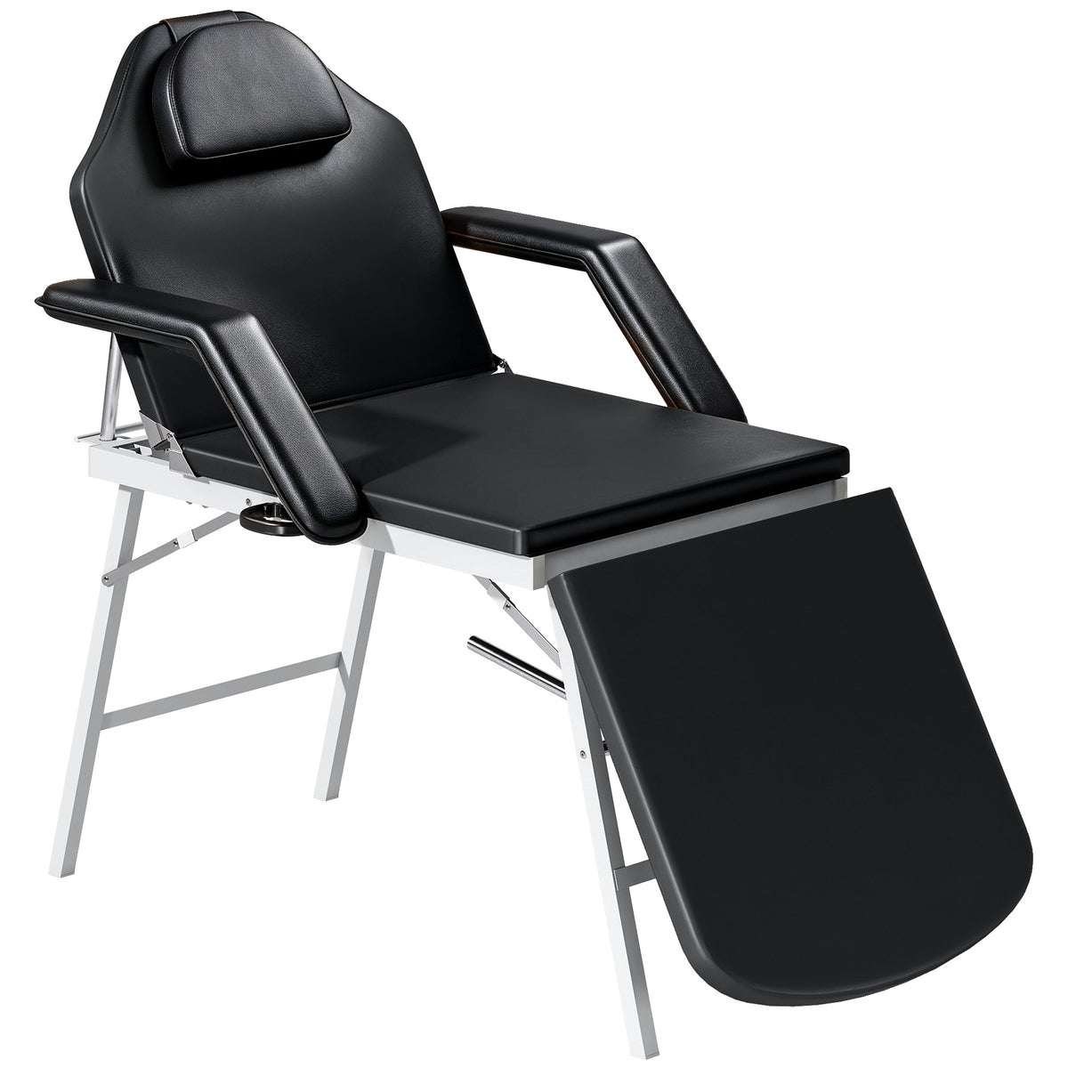 Portable massage table, 3-section adjustable beauty bed with face cutout, detachable headrest and armrests