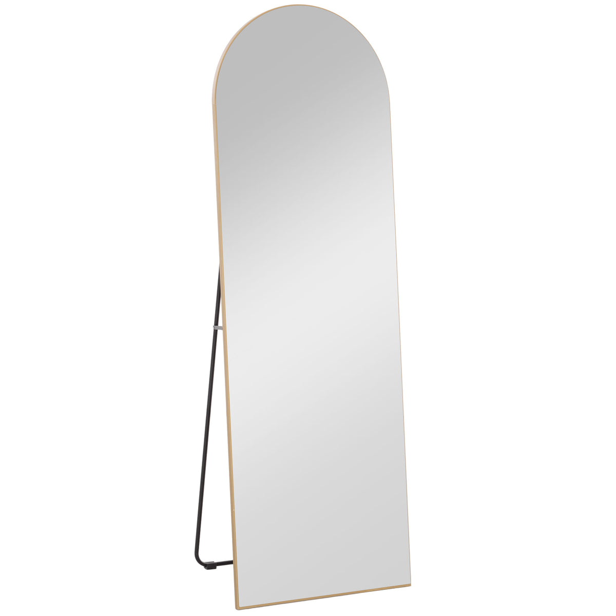 Full-length mirror, frameless, freestanding/wall-mounted, metal stand, 50x150 cm, gold