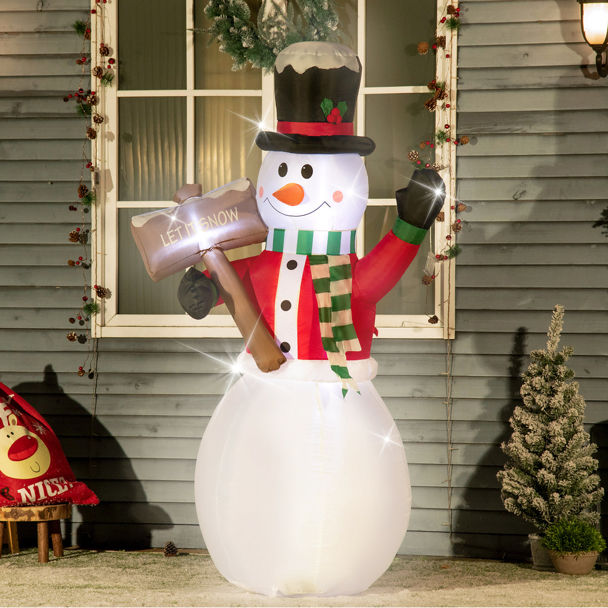 Inflatable snowman, outdoor Christmas decoration, 1.80 m, Santa Claus, incl. blower, multicolor (2)