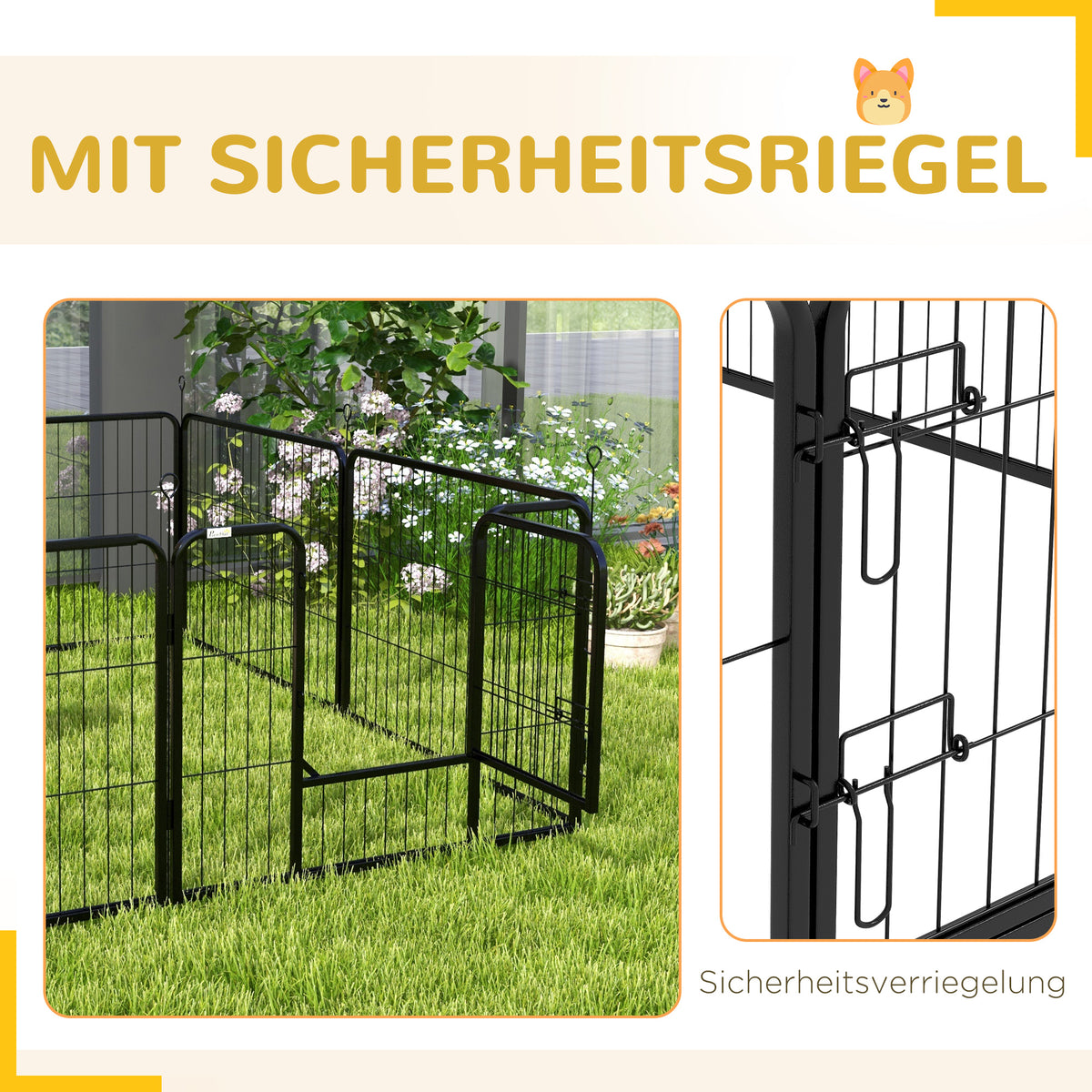 Puppy playpen, puppy enclosure, pet enclosure, foldable, lockable door, weather-resistant, 8 panels, black (7)