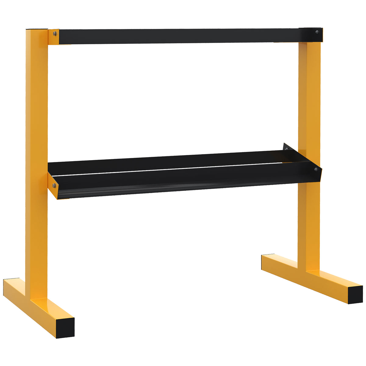 Dumbbell rack for dumbbells, up to 270 kg, 2 tiers, steel frame, yellow, 92.5 x 50.5 x 80.5 cm