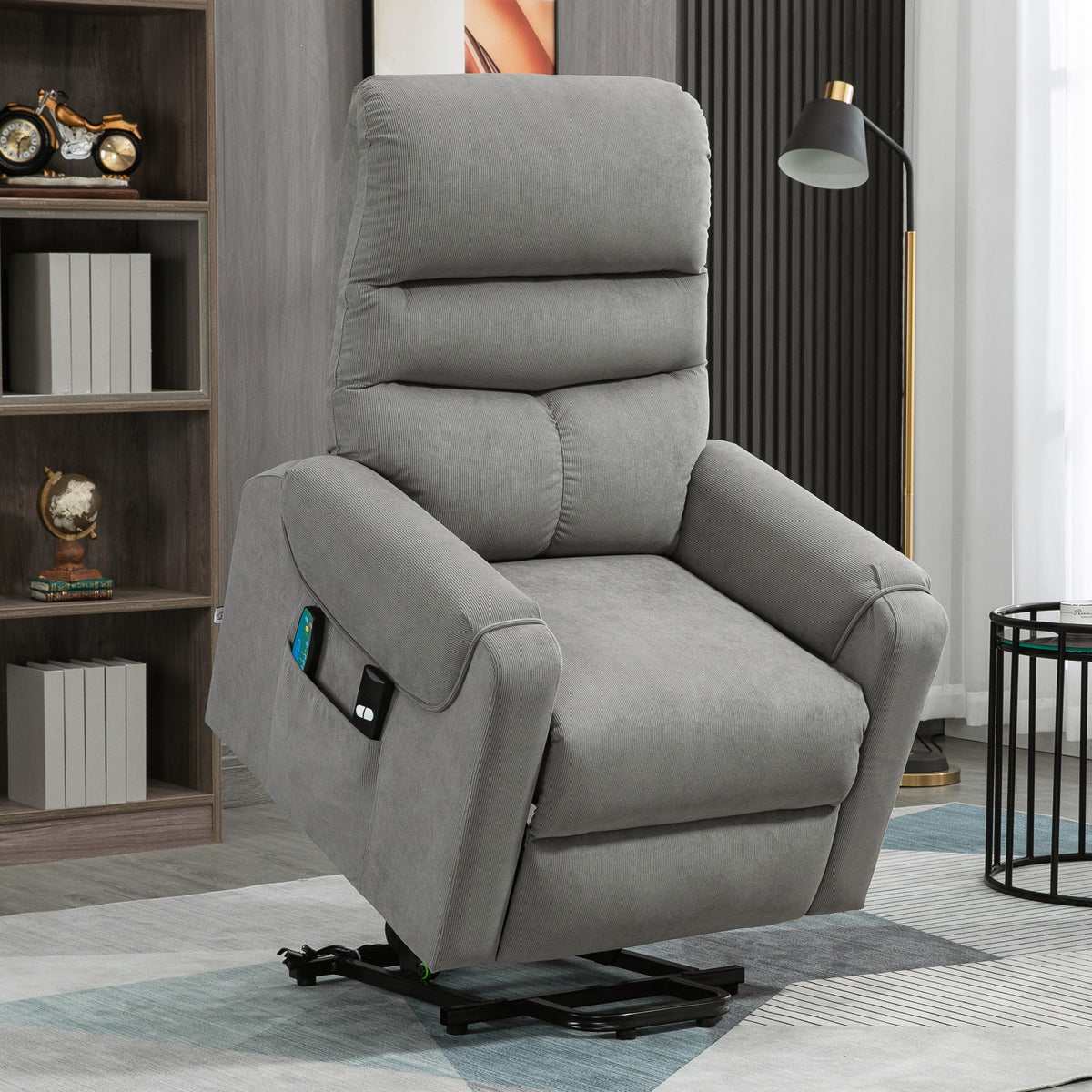 Electric Lift Recliner, Massage Chair with Reclining and Heating Function, Relax Chair with Remote Control and (2)