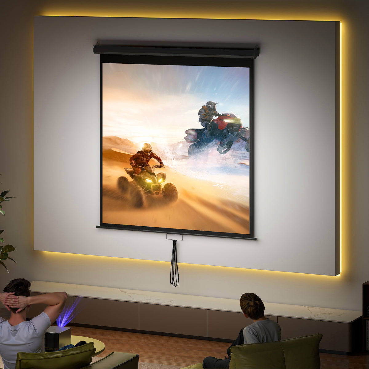 Projector screen 152 x 152 cm 85 inch 1:1 HD 4K projection screen for home cinema office presentations (2)