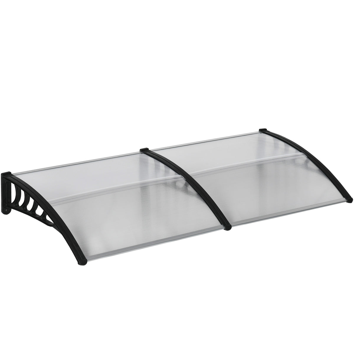 Door canopy, protection from rain, wind and hail, polycarbonate, aluminium connecting bars, 200 x 96 x 27 cm