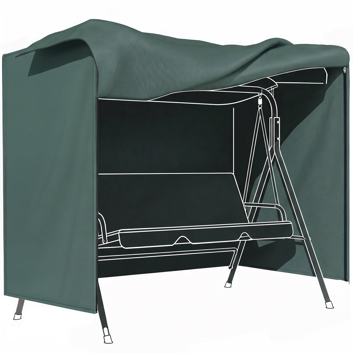 Hollywood Swing Cover 3-Seater, 600D Oxford Water-Repellent Winter-Proof Protective Cover for Garden Swing