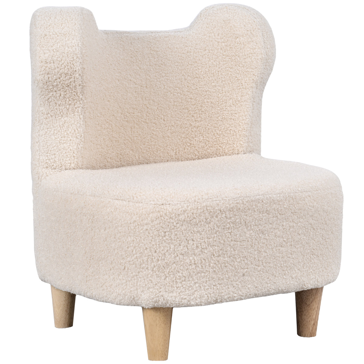 Children's armchair, plush armchair with bear ears, fleece cover, foam, beige