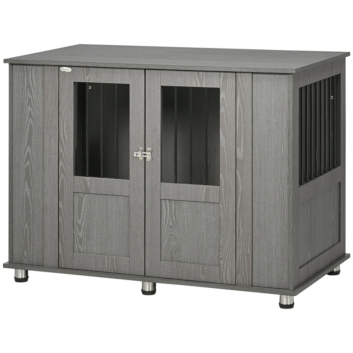 Dog crate, 2 doors, incl. latch , 116 cm x 60 cm x 87 cm, gray