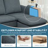 Corner sofa, 3-seater sofa with ottoman, fabric upholstery, L-shaped couch set, dark gray (8)